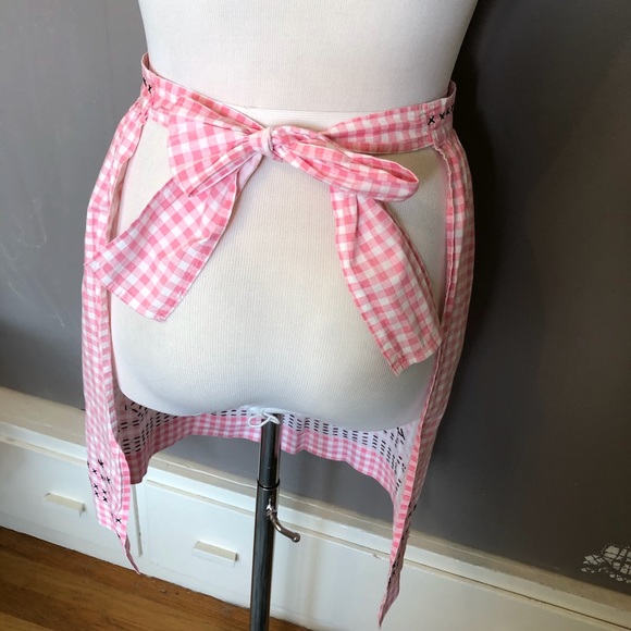 Vintage 50’s pink & white gingham half apron - Picture 5 of 6